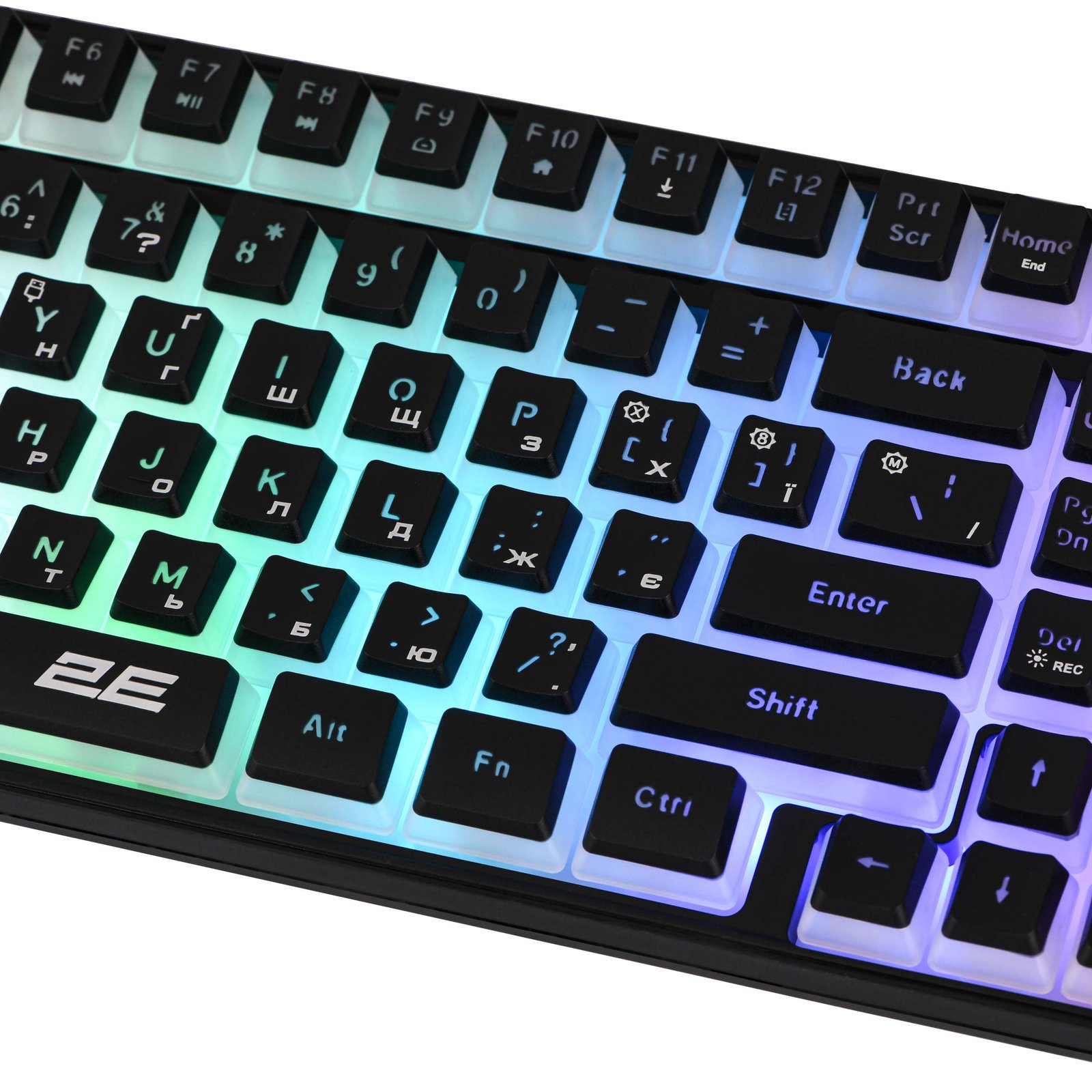 2E GAMING Membrane keyboard KG390 100key, USB-A/WL/BT, EN/UA, RGB, black
