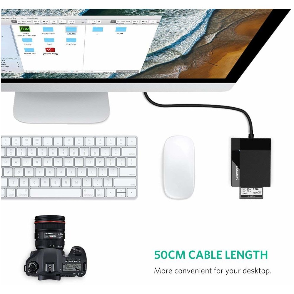 ბარათის წამკითხველი UGREEN CR125 (30333), USB 3.0 All In One CardReader, 0.5m, Black