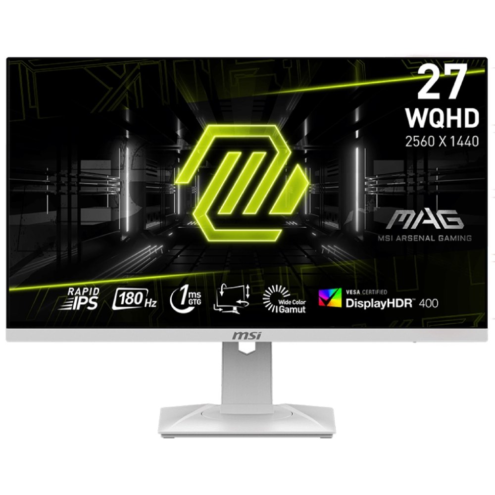 მონიტორი 9S6-3CC29H-277 MSI - MAG 274QRFW 27" (69 cm) Flat Rapid IPS 2560x1440  48~180Hz 4001ms (MPRT) 1ms 178°/178° White-W