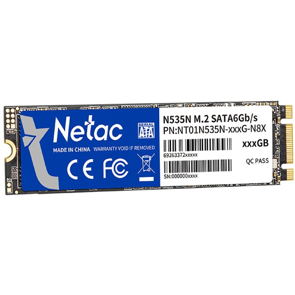 მყარი დისკი N535N NETAC, 512GB, M.2 SATA 2280 NT01N535N-512G-N8X, ,3D NAND, R/W up to 540/490MB/s