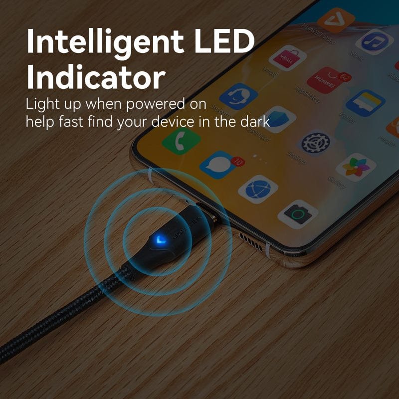 VENTION TAUBF Nylon Braided USB 2.0 C Male to C Male 3A Cable 1M Black LED Type