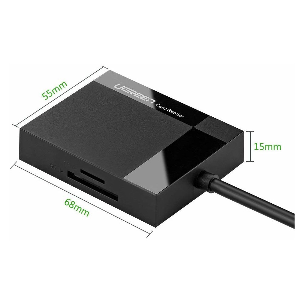 ბარათის წამკითხველი UGREEN CR125 (30333), USB 3.0 All In One CardReader, 0.5m, Black