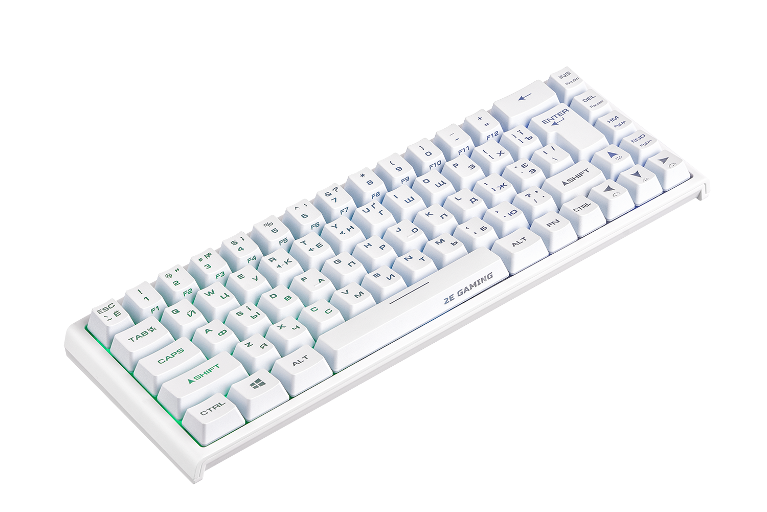 2E GAMING Membrane keyboard KG360 68key, USB-A/WL, EN/UA/RU, RGB, white