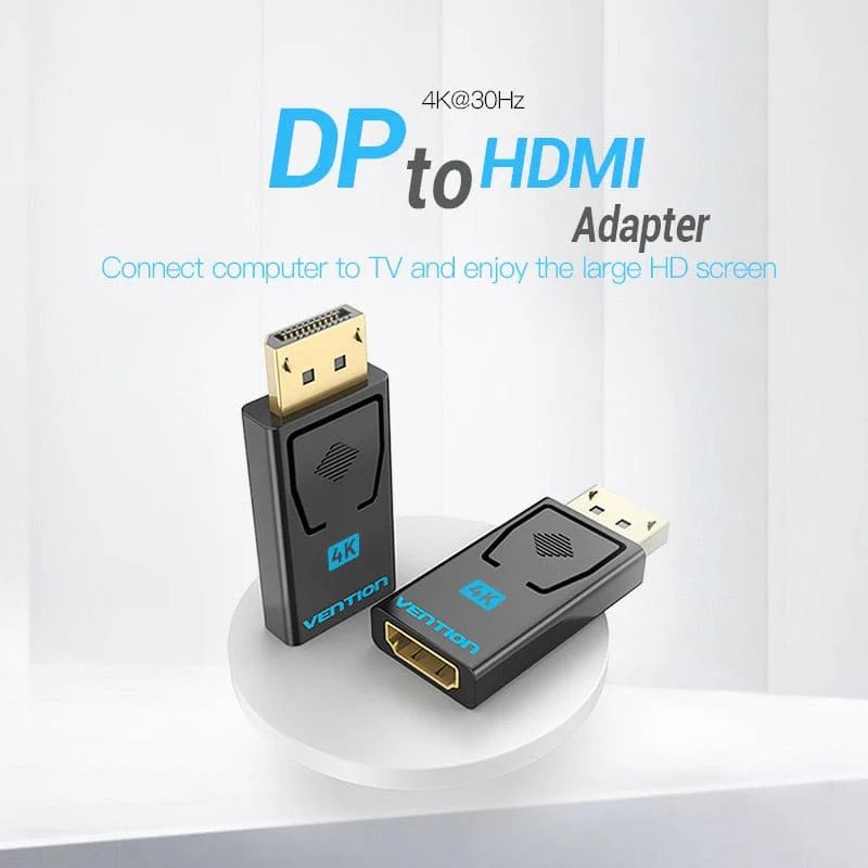 VENTION HBPB0 DisplayPort Male to HDMI Female 4K Adapter Black (DP TO HDMI)
