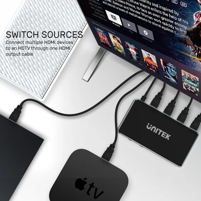 V1111A02, UNITEK, 4K HDMI 1.4b Switch 3 In 1 Out