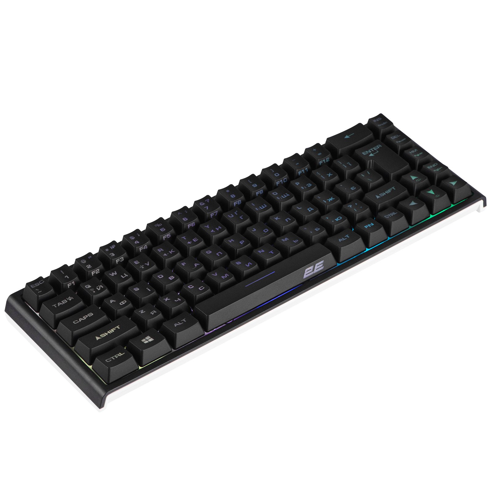 2E GAMING Membrane keyboard KG360 68key, USB-A/WL, EN/UA/RU, RGB, black