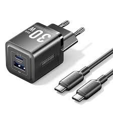 VENTION TZ-FEQB0-EU-01 2-Port USB (C + A) GaN Charger (30W/30W) with USB-C to USB-C Cable (1M) EU-Plug Black