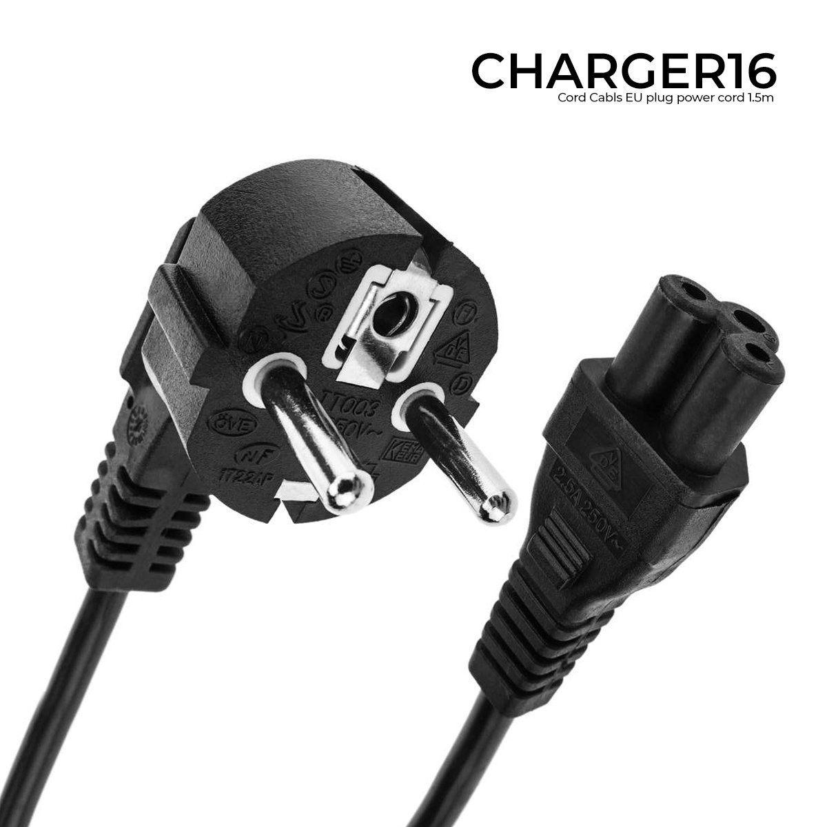 კვების კაბელი Cord Cabls EU plug power cord (laptop adapters) 0.5mm 1.5m standard quality