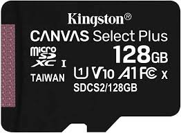 Flash Card/ Kingston 128GB microSDXC Canvas Select Plus 100R A1 C10 Card (Single pack w/o adapter)