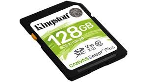 Flash Card/ Kingston 128GB SDXC Canvas Select Plus 100MB/s Read Class 10 UHS-I U1 V30 Memory Card (SDS2/128GB)