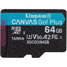 Flash Card/ Kingston 64GB microSDXC Canvas Go! Plus 170R A2 V30 Card (Single pack w/o adapter)