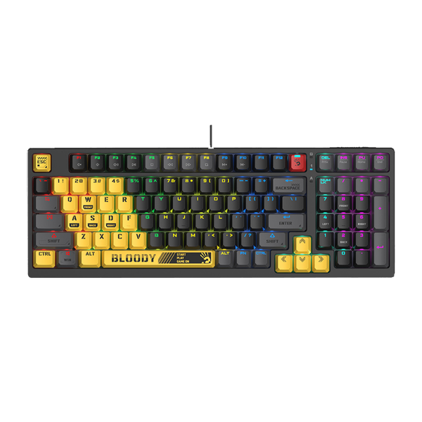 კლავიატურა: A4tech Bloody S98 RGB Mechanical Gaming Keyboard Red Switch US Layout Sports Lime