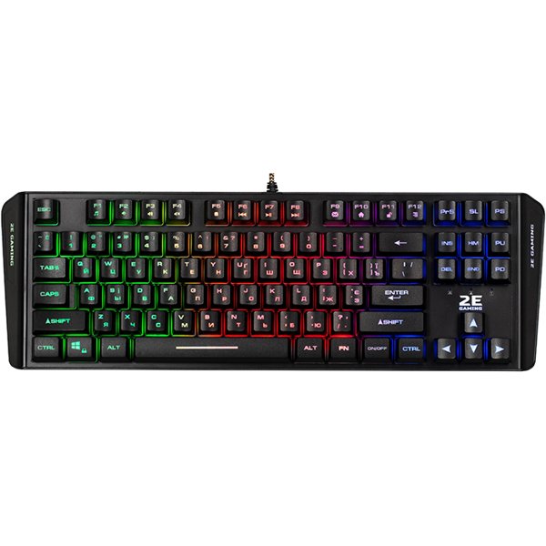 2E GAMING Membrane keyboard KG355 87key, USB-A, EN/UA/RU, LED, black