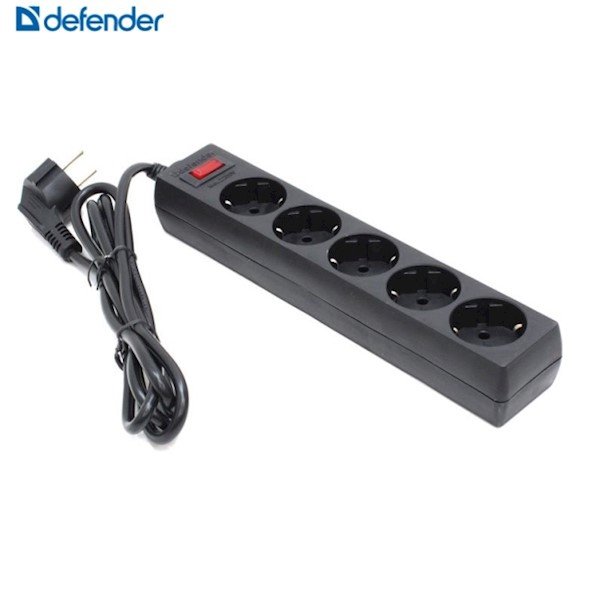 Defender ქსელის ფილტრი ES 1.8 1.8m, Black 5 ჩასართველით