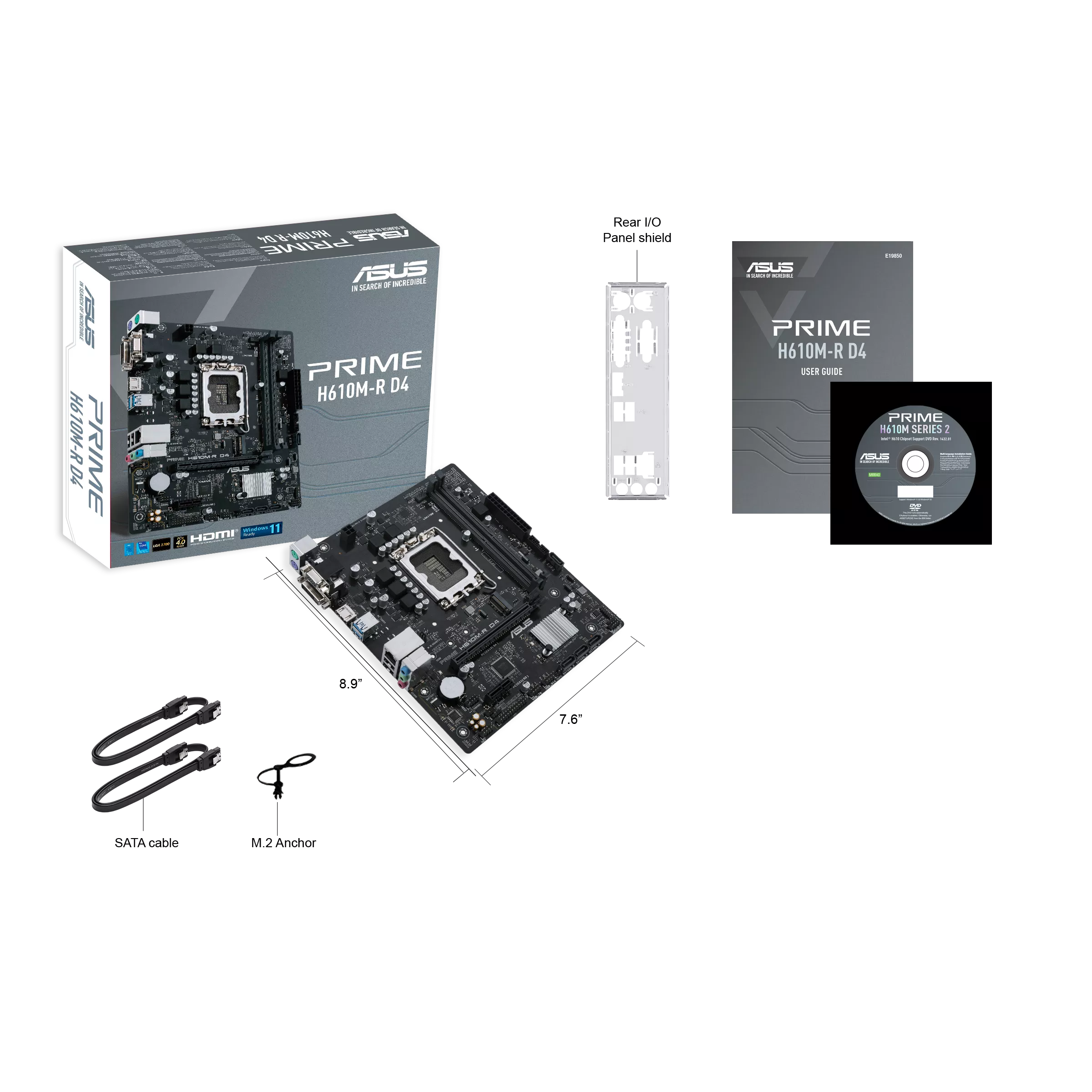 ASUS Motherboard PRIME H610M-R D4-SI s1700 H610 2xDDR4 M.2 HDMI D-Sub DVI mATX White BOX WITH ACCESSORY