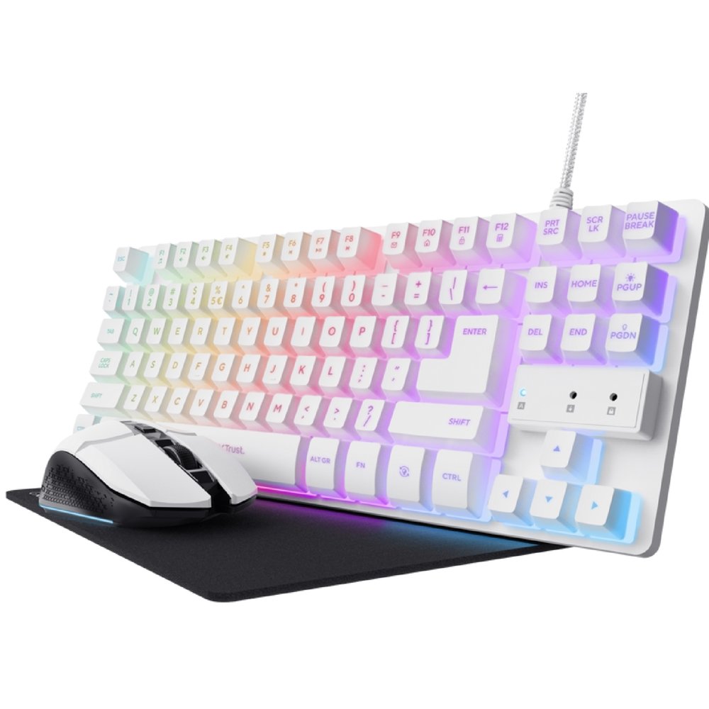 გეიმერული ნაკრები Trust 25232 GXT794W, Wired, USB, 3-IN-1 Gaming Kit, White