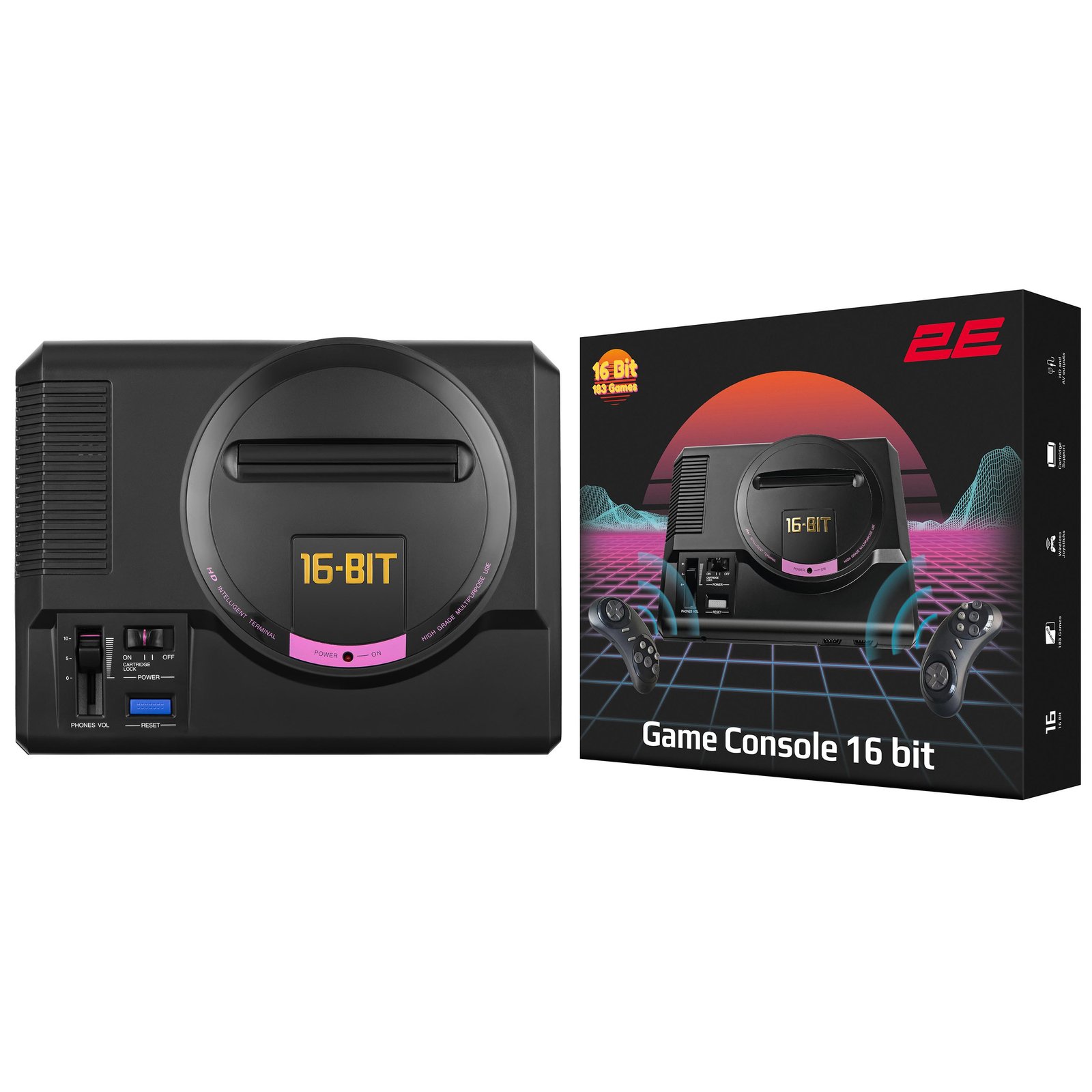 2E Game console, 16bit wireless gamepad, HDMI, 183 games