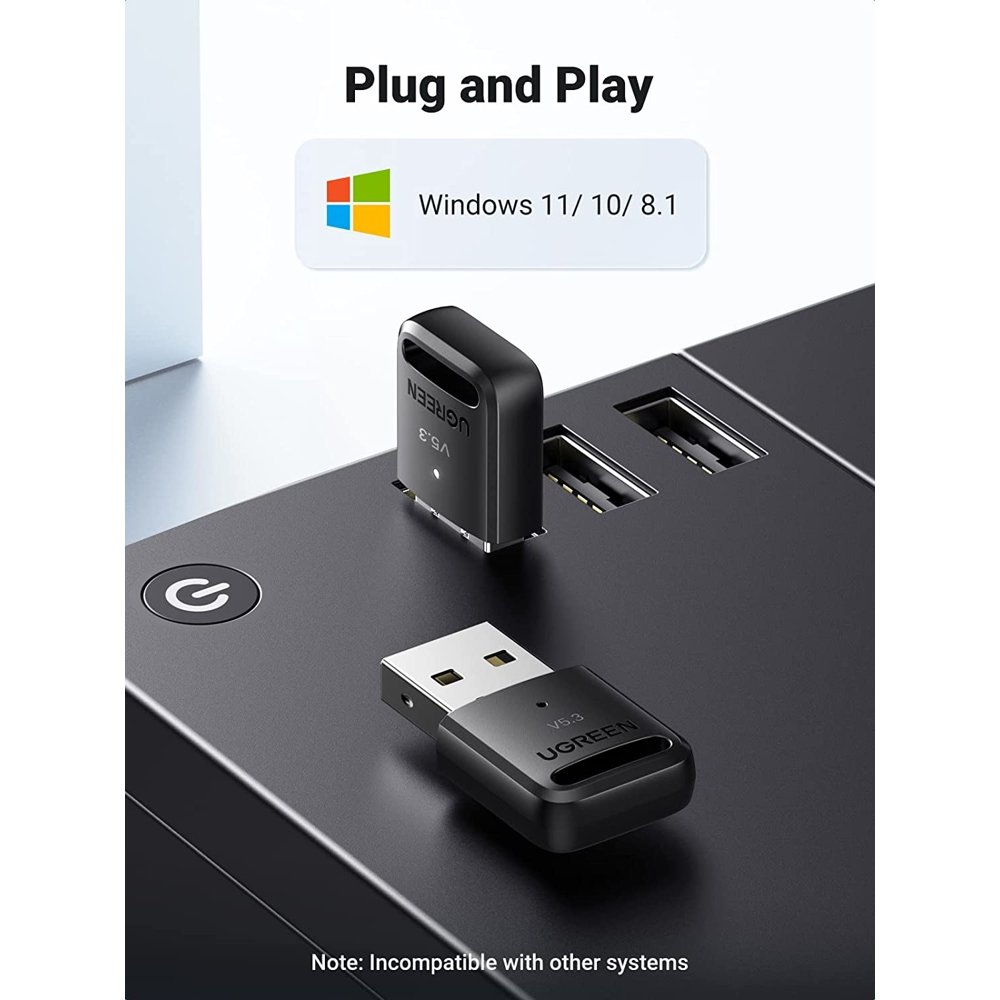 Bluetooth ადაპტერი UGREEN CM591 (90225), USB Bluetooth Adapter, Black