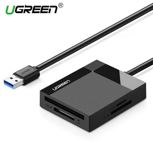 ბარათის წამკითხველი UGREEN CR125 (30333), USB 3.0 All In One CardReader, 0.5m, Black