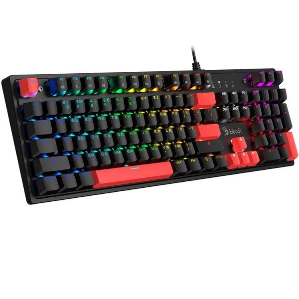 კლავიატურა: A4tech Bloody S510R RGB Mechanical Gaming Keyboard US Layout Fire Black (Blue Switch)