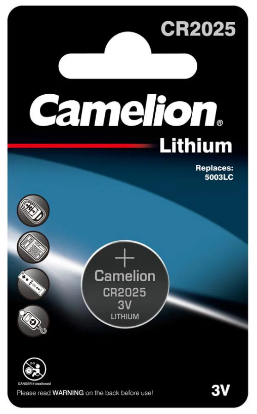 2657 Camelion CR2025 ლითიუმის ელემენტი-ღილაკი, 5ც შეკვრა CR2025-BP5