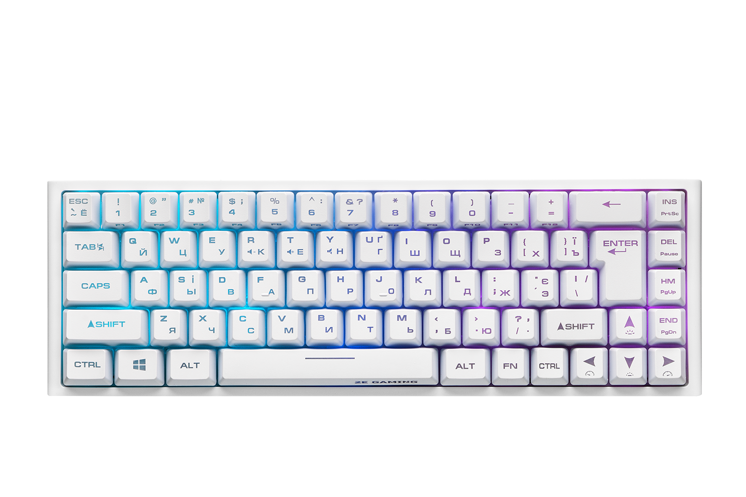 2E GAMING Membrane keyboard KG360 68key, USB-A/WL, EN/UA/RU, RGB, white
