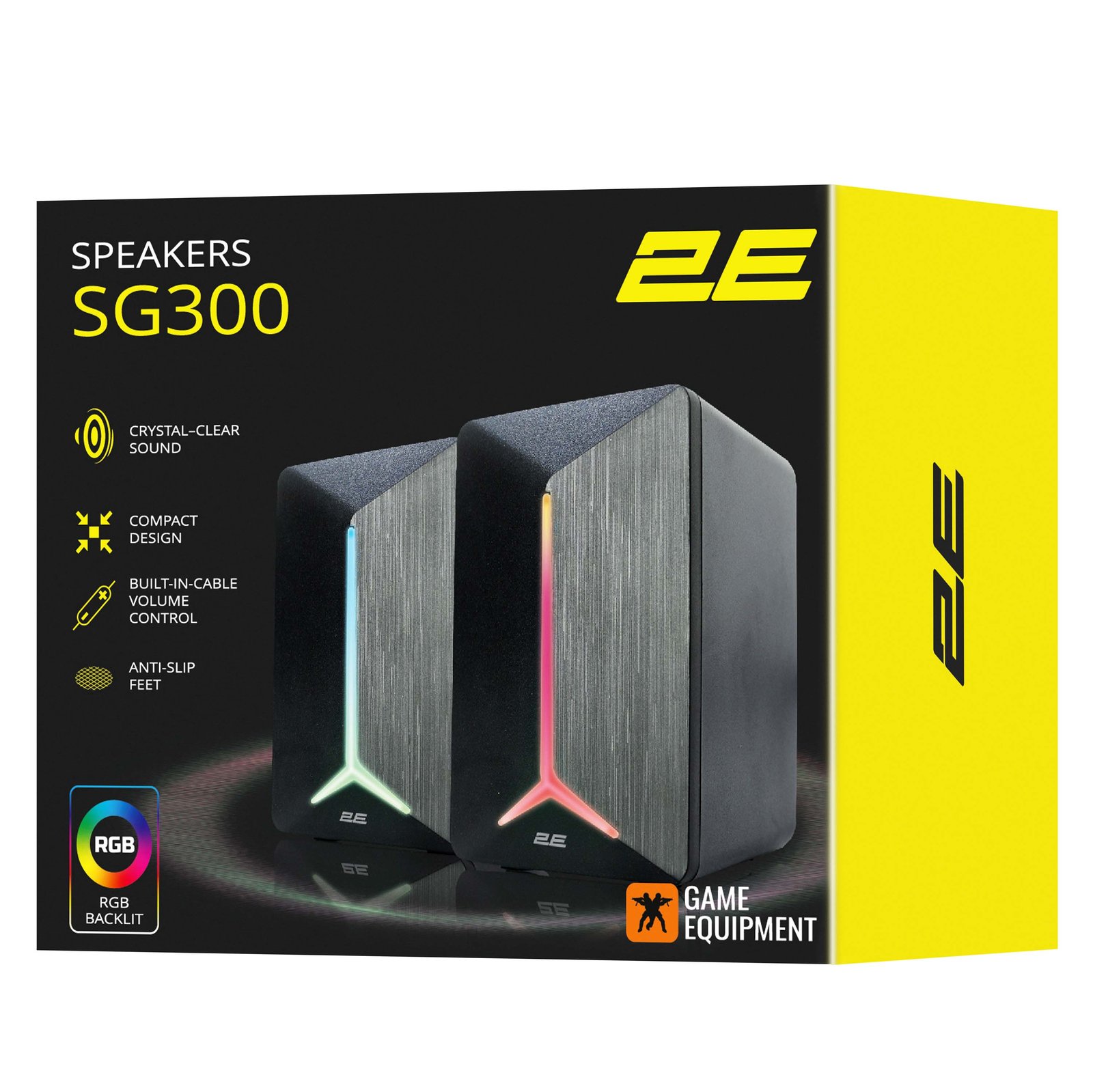 2E GAMING Speakers SG300, 2.0, 3.5mm, RGB, black