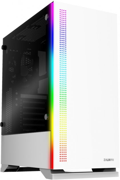 Zalman PC case S5 without PSU, 1xUSB3.0, 2xUSB2.0, 1x120mm, 1x120mm RGB, VGA 340mm, LCS ready, TG Side Window, ATX, white