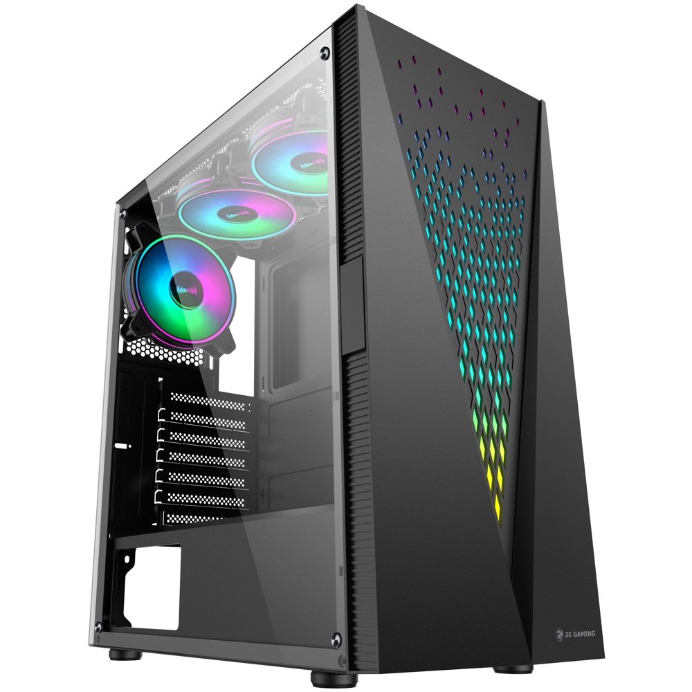 2E GAMING Computer case  GALAXY (G2055) MidT, 2xUSB2.0,1xUSB3.0, 3x120mm ARGB+strip,TG (side panel),without PSU,black