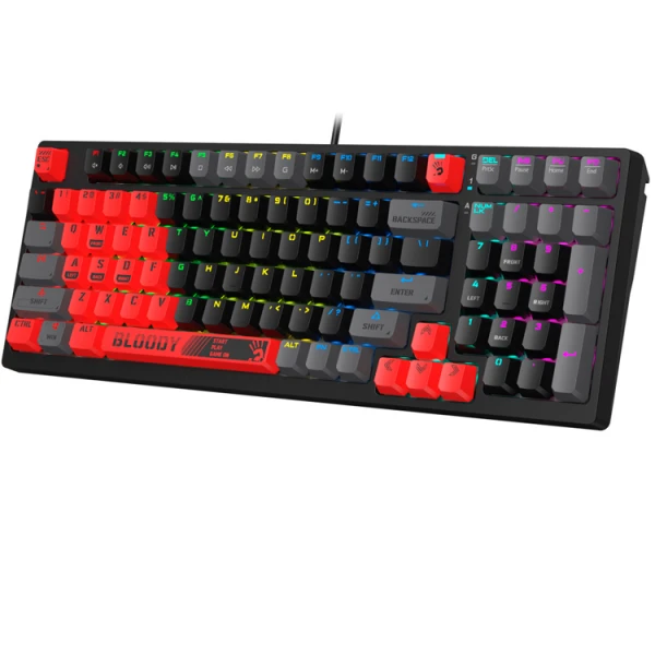 კლავიატურა: A4tech Bloody S98 RGB Mechanical Gaming Keyboard Red Switch US Layout Sports Red