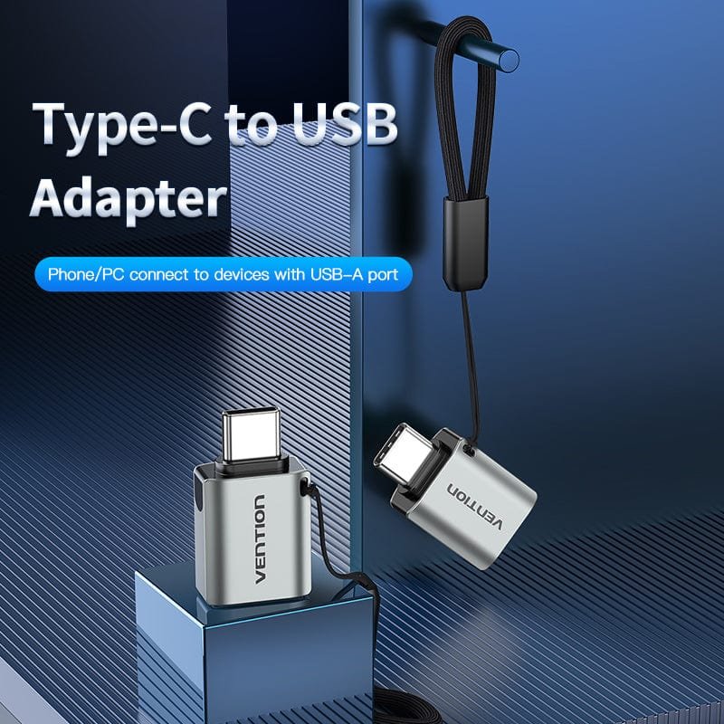 VENTION CDQH0 USB-C Male to USB 3.0 Female OTG Adapter Gray Aluminum Alloy Type