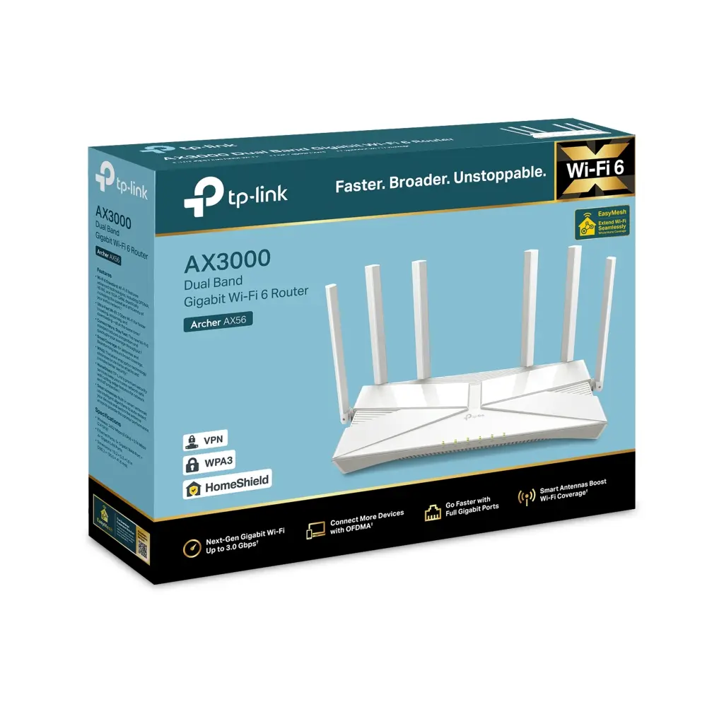 Wi-Fi 6 მარშრუტიზატორი, Archer AX56, TP-Link, .