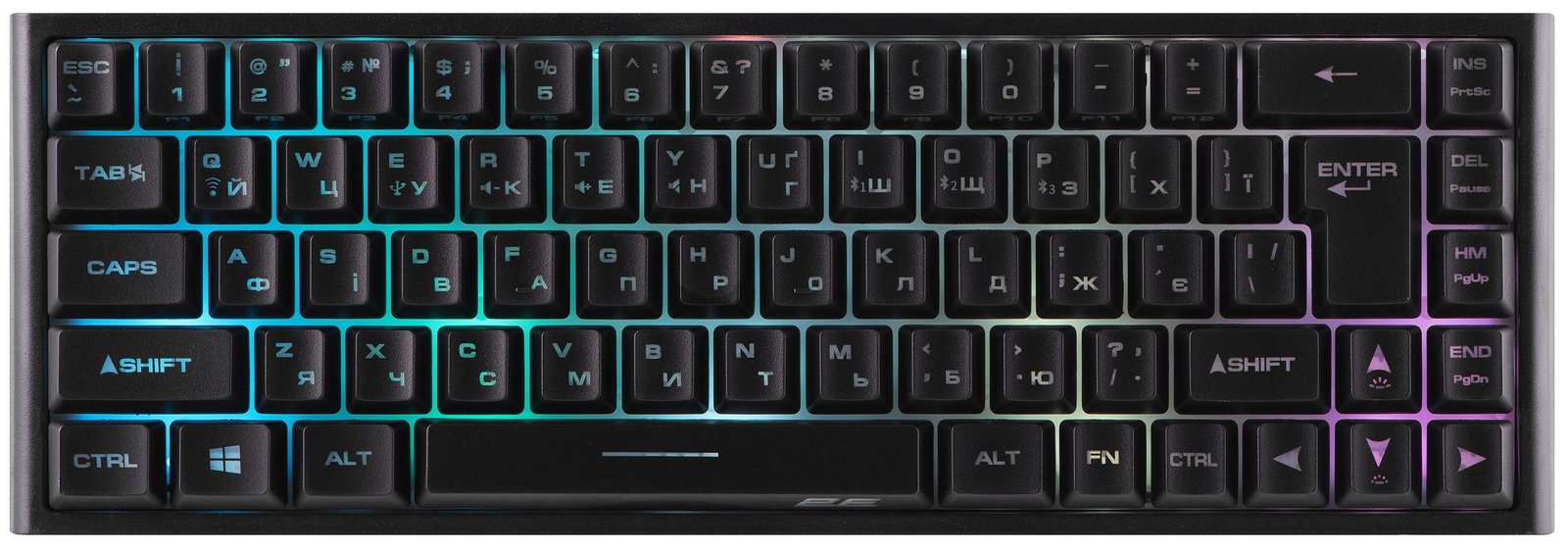 2E GAMING Membrane keyboard KG360 68key, USB-A/WL, EN/UA/RU, RGB, black