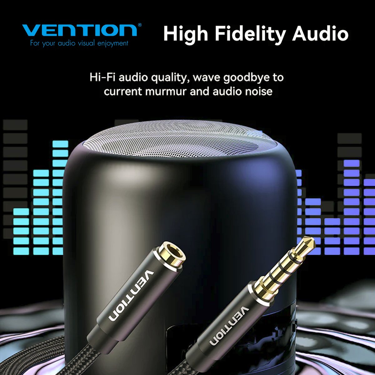 VENTION BHCBI Cotton Braided TRRS 3.5mm Male to 3.5mm Female Audio Extension Cable 3M Black Aluminum Alloy Type