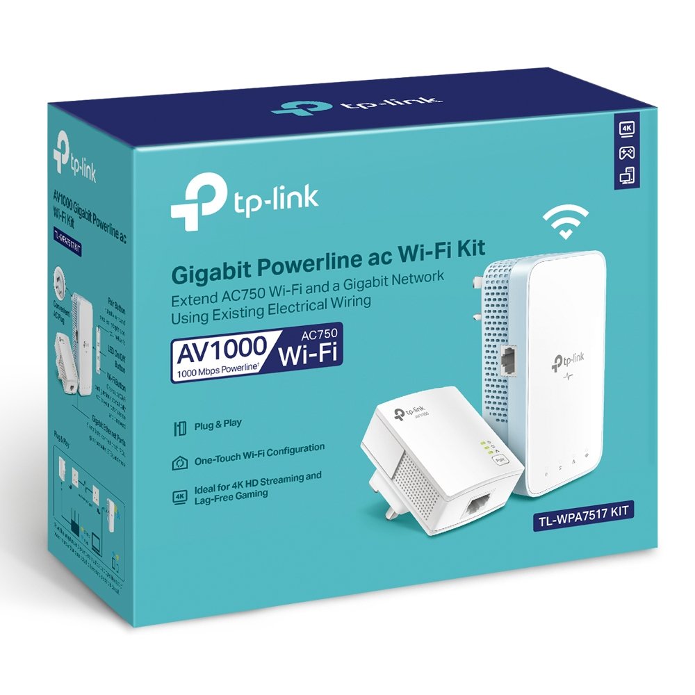 TL-WPA7517 KIT, TP-LINK, AV1000 Gigabit Powerline Starter Kit