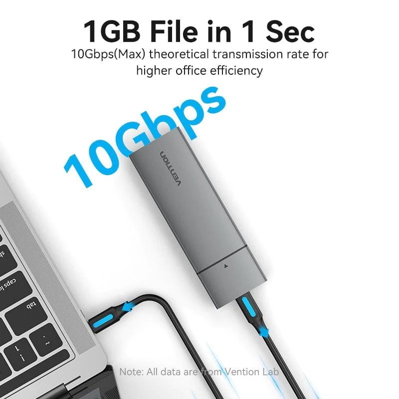 VENTION KPGH0 M.2 NVMe SSD Enclosure (USB 3.1 Gen 2-C) Gray Aluminum Alloy Type