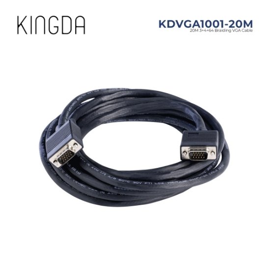 KDVGA1001-20M, KINGDA, 3+4+64 Braiding VGA Cable,Al and braiding shield,Copper ,Nickel Plated, 0.8mm