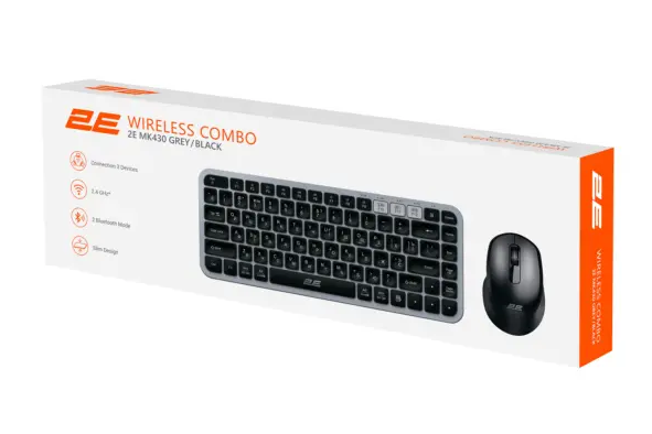 2E Combo keyboard and mouse MK430 WL/BT, EN/UK/RU, grey-black