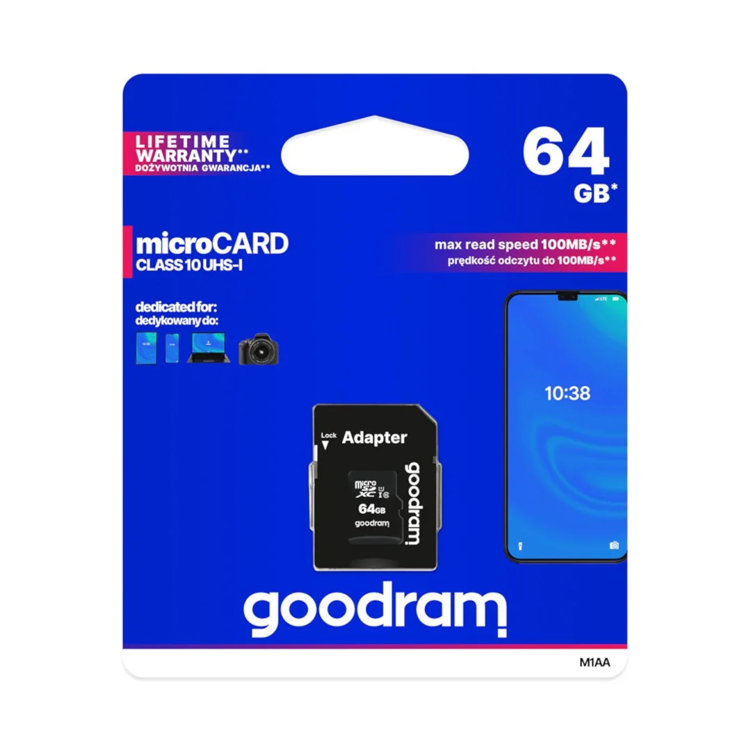 GOODRAM 64GB MICRO CARD cl 10 UHS I + adapter