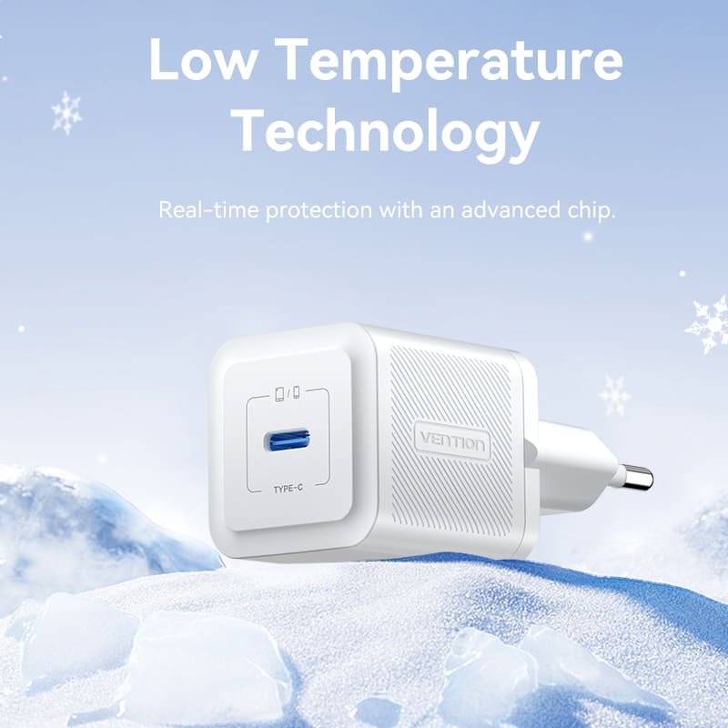 VENTION FEPW0-EU 1-Port USB-C GaN Charger (20W) EU-Plug White