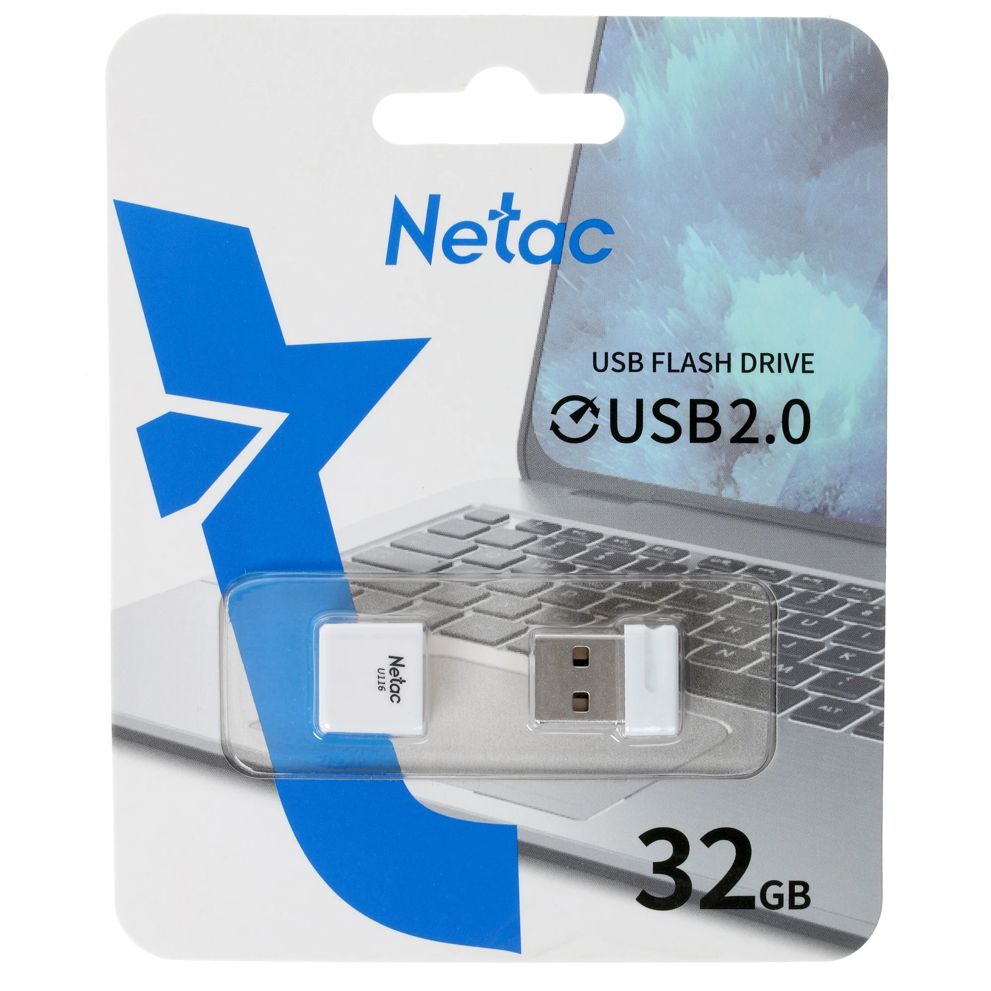 ფლეშ მეხსიერება, U116 , NETAC, 32GB USB2.0  თეთრი. NT03U116N-032G-20WH