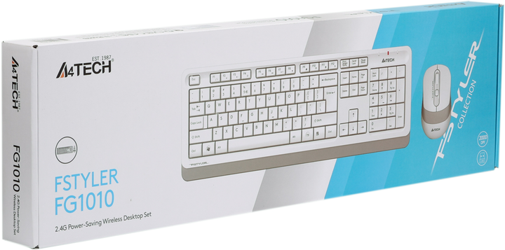 კლავიატურა-მაუსი: A4tech Fstyler FG1010 Wireless Combo Set EN/RU White
