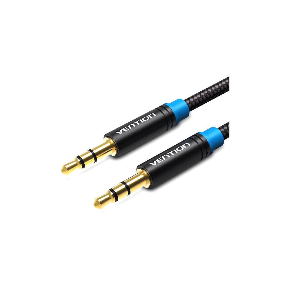 VENTION P350AC500-B-M Cotton Braided 3.5mm Male to Male Audio Cable 5M Black Metal Type